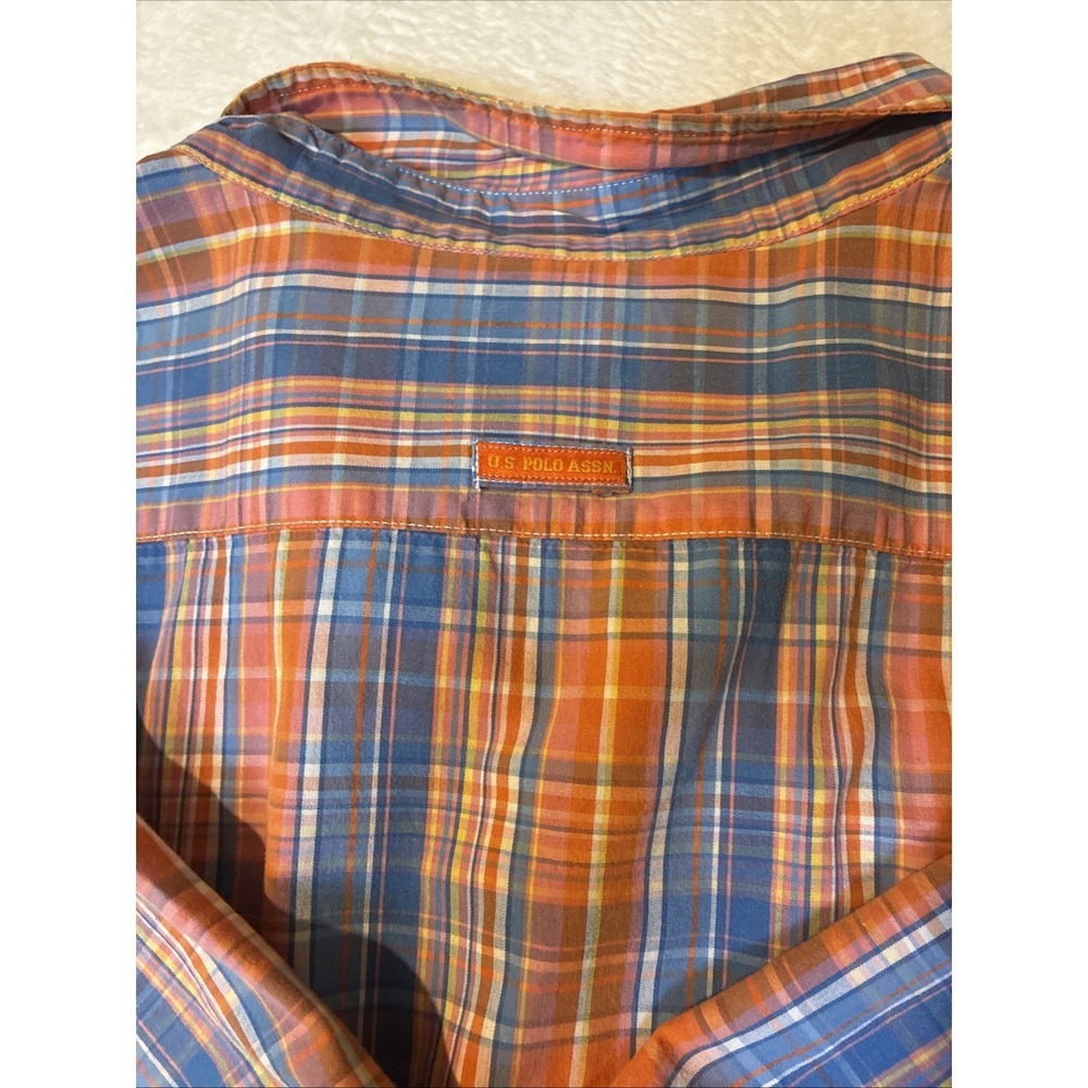 US Polo Association Mens Plaid Button Down Short Sleeve Shirt Size 2xl - Picture 9 of 11